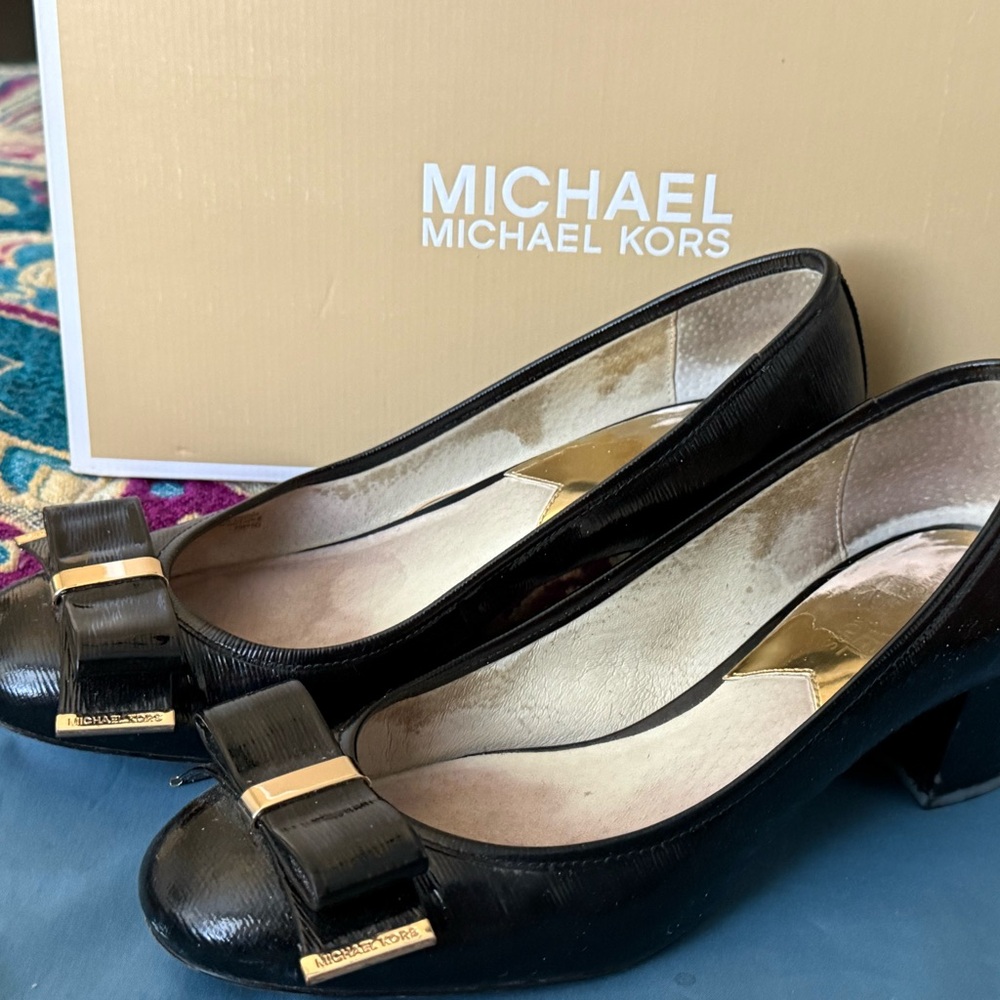 Michael Kors Black Heels with Gold Accents